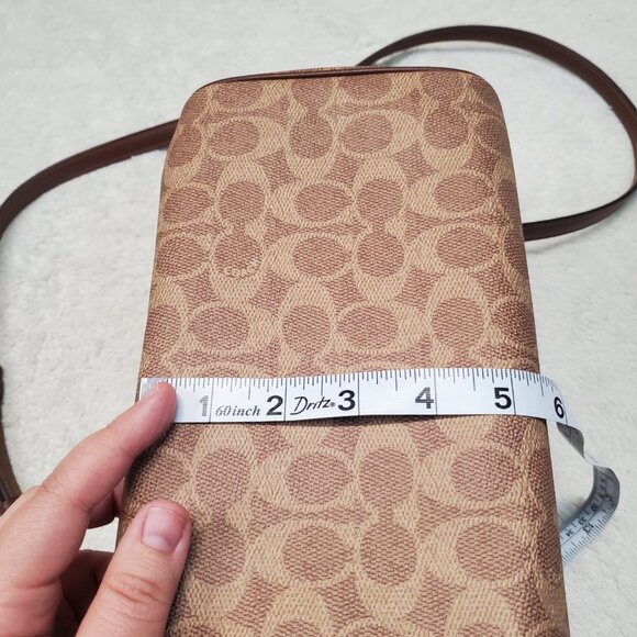 Coach Rowan Satchel Brown Cream Tan Classic Logo Canvas Shoulder Bag CV961 - Picture 13 of 14